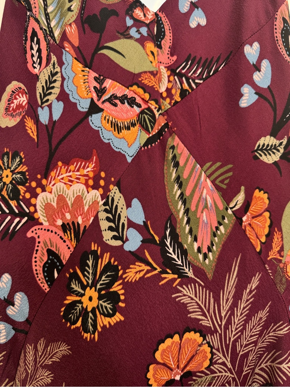 Maurices Burgundy Floral Maxi Dress Boho Cottagecore Slip Dress Whimsical M - Picture 8 of 16